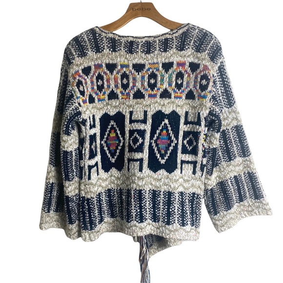 Anthropologie moth colorful side snap sweater with gold thread EUC SZ XS - Picture 2 of 10